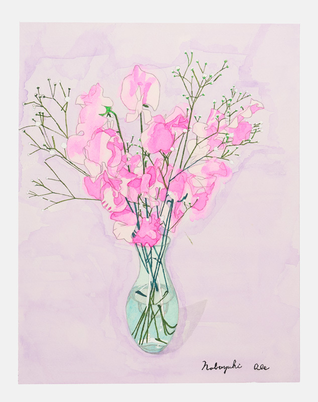 淡いピンク色のスイートピーの花